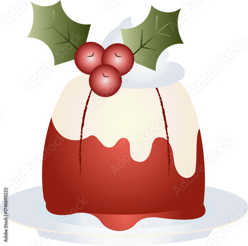 Pudding Merry Christmas Illustration Style