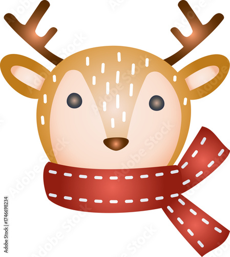 Reindeer Merry Christmas Illustration Style