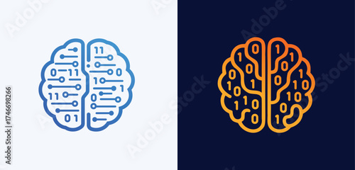 Binary Circuit Brain Technology Artificial Intelligence Logo