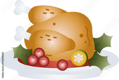Turkey Merry Christmas Illustration Style