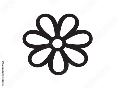Minimalist blooming flower illustration in elegant flat line vector