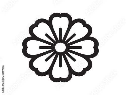 Botanical floral drawing outlined icon in stylish minimalist design