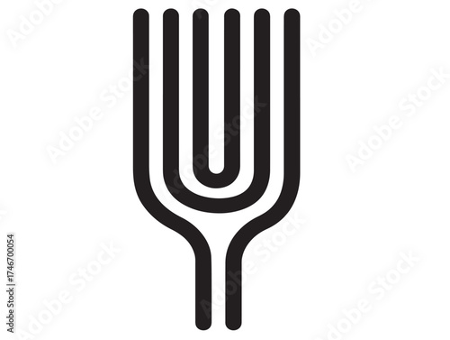 Minimalist fork kitchen utensil icon illustration in clean vector