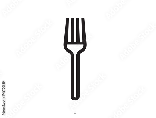 Elegant dining fork symbol in minimalist outlined line design