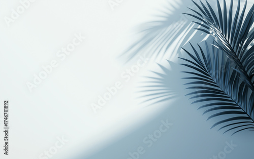 Tropical palm leaves shadow background serene nature plant