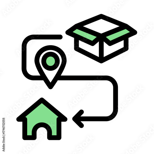 Shipping Delivery Map Pointer icon from the Customer Development icon collection (Outline Color Lineal Style)