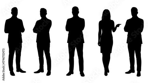 Set of business people vector silhouettes.
