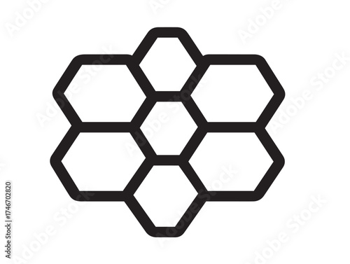 Crisp modern honeycomb structure illustration in outline style