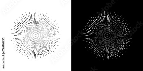 	
Dynamic abstract spiral sound wave rhythm lines. Circular spiral sound wave rhythm of lines. Circular futuristic abstract lines, black and white background.
