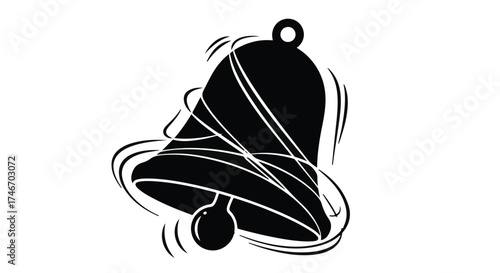 Alerting ringing bell illustration with dynamic motion lines
