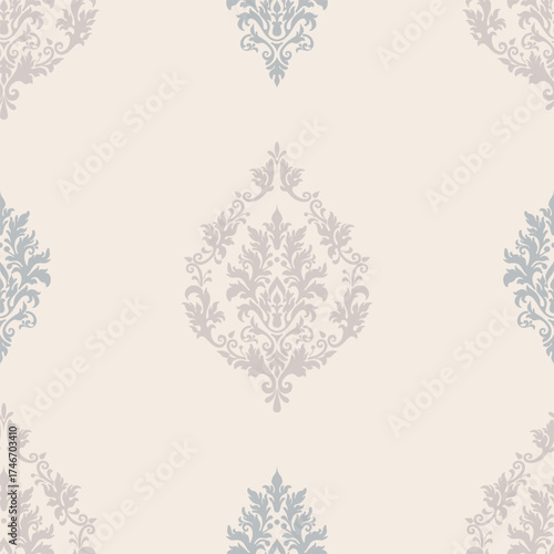 Damask modern seamless pattern element. Vintage classical old fashioned damask ornament, seamless texture for wallpapers, textile.
