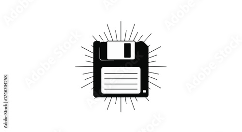 Retro floppy disk icon symbolizing data storage and technology history