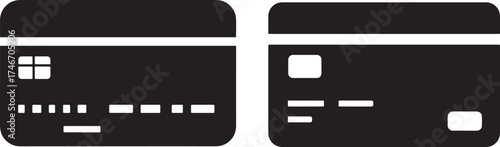 Credit Card Front and Back Icons for Payment Systems