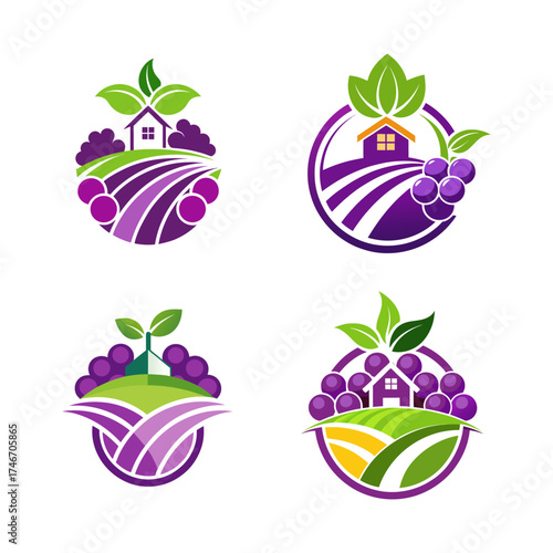 Vineyard and Winery Farm House Logos Collection