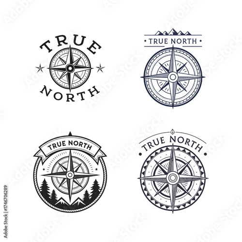 Collection of True North Compass Logos and Emblems

