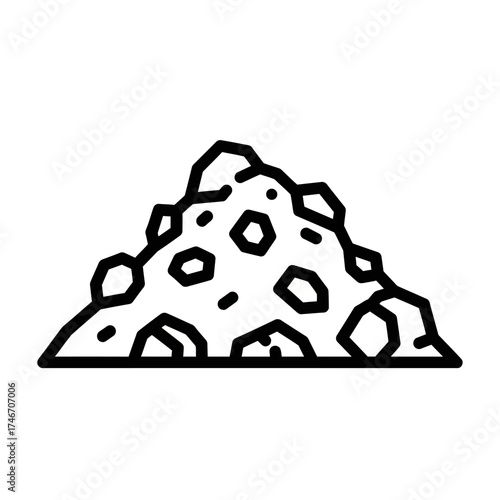 Black and white line art icon of a pile of rubble.
