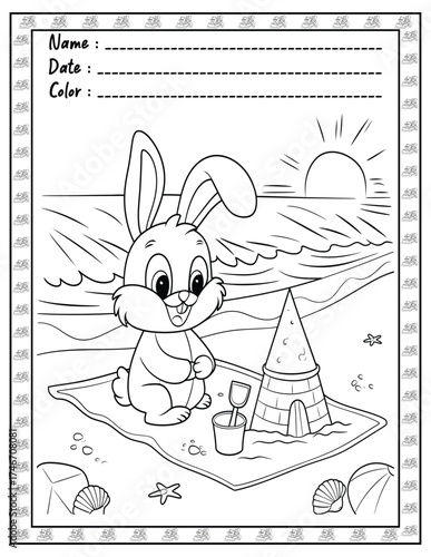 Fluffy Friends Coloring Page & Book for Adults and Kid. High resolution (300 DPI), Ready to print on standard 8.5x11-(A4) inch paper With (No Bleed), Black and White. Vector illustration