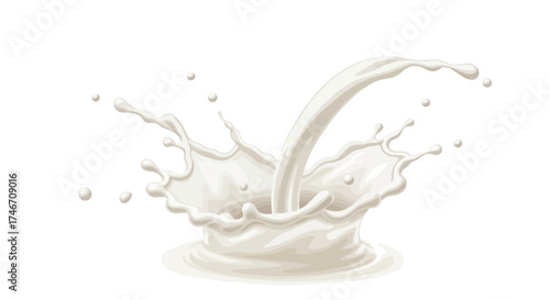 Milk splash vector illustration on a clean white background for food and beverage concepts, white background