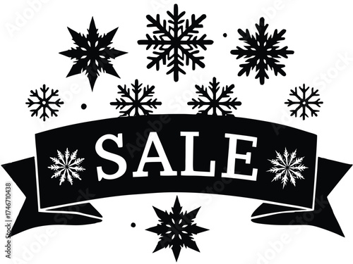 Vector art of winter sale banner with snowflakes