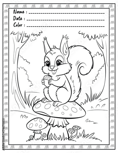 Fluffy Friends Coloring Page & Book for Adults and Kid. High resolution (300 DPI), Ready to print on standard 8.5x11-(A4) inch paper With (No Bleed), Black and White. Vector illustration