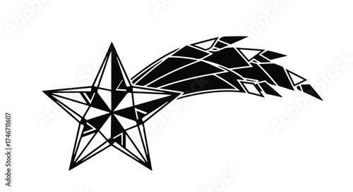 Abstract geometric star with trailing light streaks, symbolizing aspiration and movement