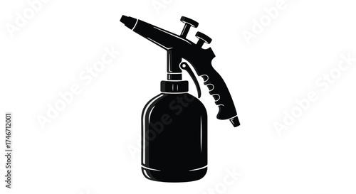Black silhouette of a spray bottle with an adjustable nozzle, ready for use