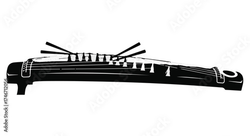 Elegant traditional Japanese koto instrument, a stringed musical instrument.