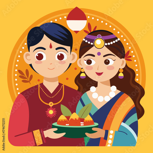 Traditional Bhai Dooj Celebration Art