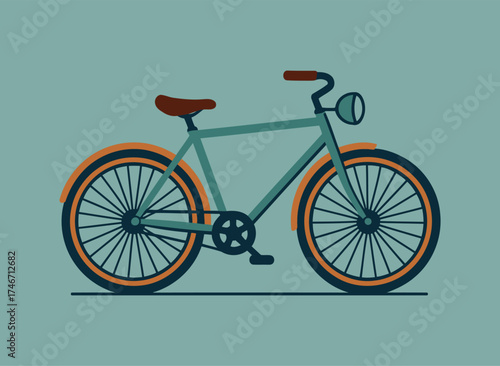 Retro Bicycle Illustration — Vintage Minimalist Bike Vector Design with Classic Colors