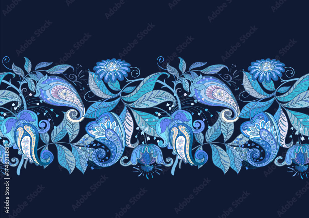 custom made wallpaper toronto digitalFantasy flowers in retro, vintage, jacobean embroidery style. Seamless pattern, background. Vector illustration.