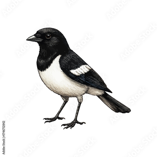 magpie hand drawn illustration