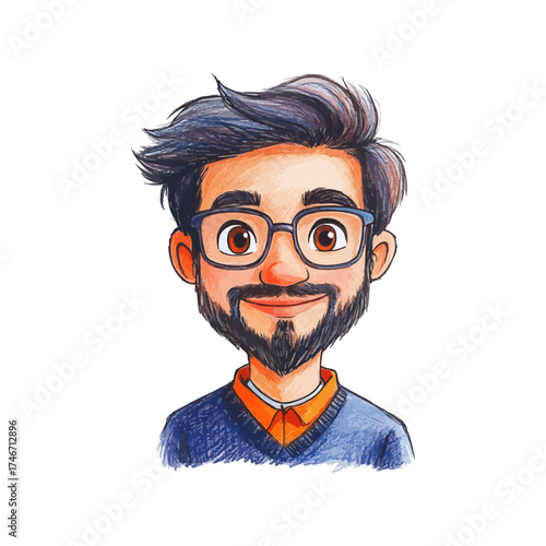 male teacher hand drawn illustration