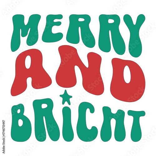 merry and bricht typography design white background