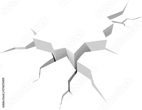  Cracked surface effect white abstract background representing fractures and broken elements