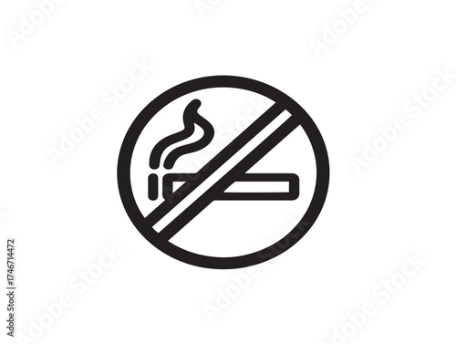 Modern no smoking sign icon in clean minimalist design