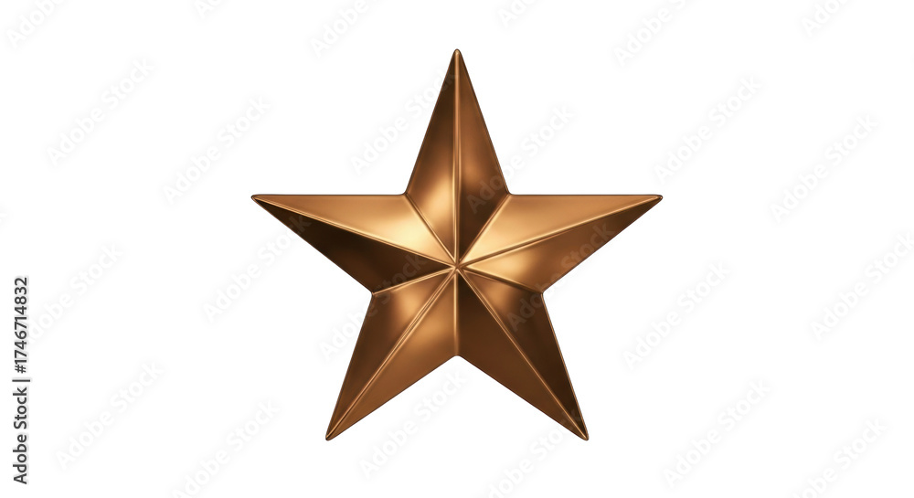 Obraz premium Isolated golden star symbol, metallic five-pointed star, award, celebration, honor, shining emblem