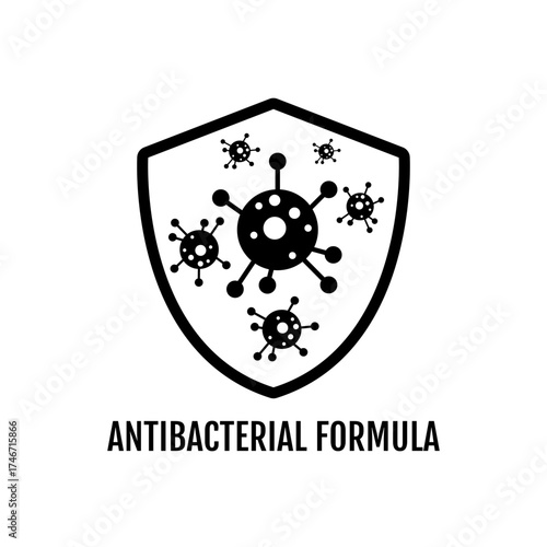 Antibacterial formula harmful protection medical shield icon badge symbol design vector