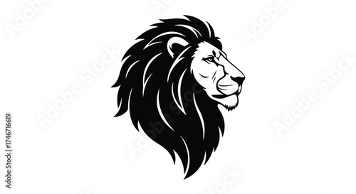 Majestic lion's profile, symbolizing strength and leadership in a clean, graphic style.