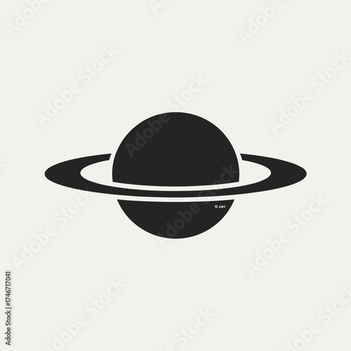 Saturn image with its iconic ring system in black and white, perfect for construction topics. Saturn image depicts a celestial body, with its distinct rings visible around it,