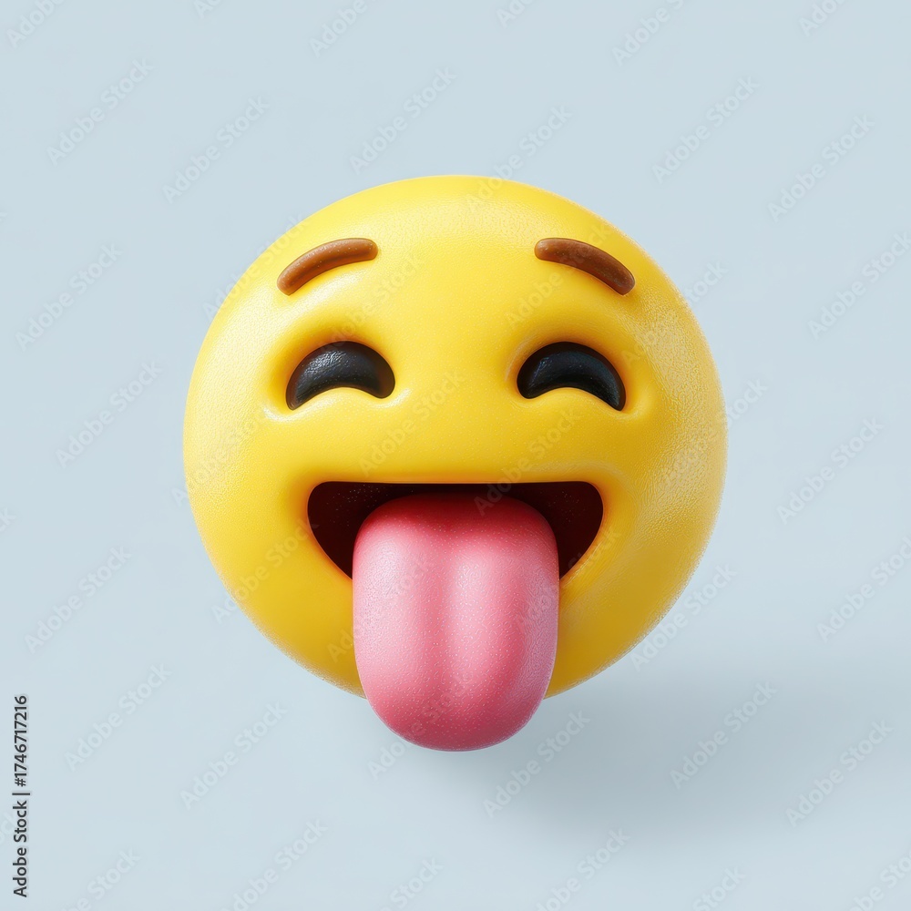 Fototapeta premium Vibrant Tongue Emoji: 3D Expression of Joy and Fun in Playful Design