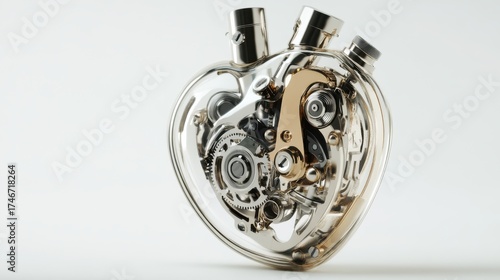 Heart-shaped mechanical watch movement showcasing intricate gears and craftsmanship in a minimalist setting