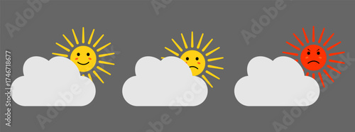 Sun s mood changes over three clouds