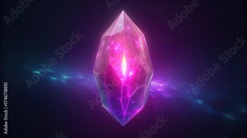 Glowing pink crystal luminescence energy gemstone mystical magic fantasy power source illustration