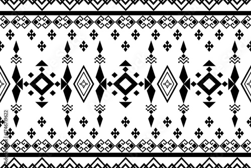 Seamless abstract geometric pattern white and black colors. Fashion folk style ornament