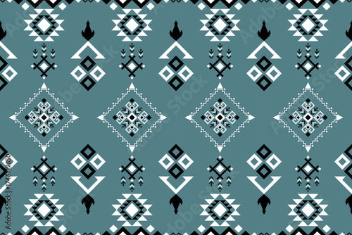 Seamless abstract geometric pattern with green background ,Native American tribal fabric, tile, carpet, vector, illustration design