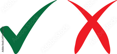 Green check mark and red cross symbols for yes and no