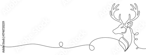 A Christmas reindeer with line art style	