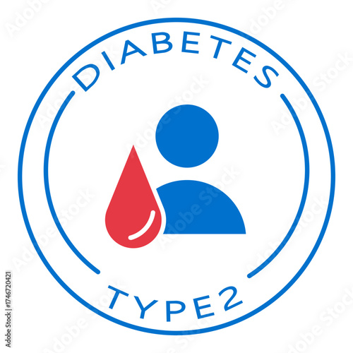 Diabetes Type 2 Test Badge Vector Icon