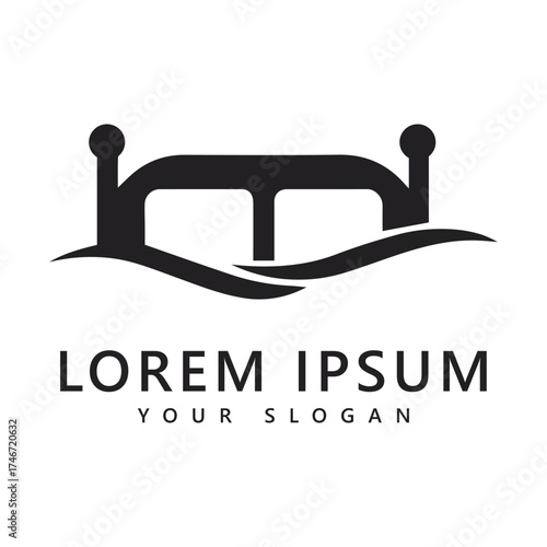 Bed logo and symbol hotel business logo vector icon template