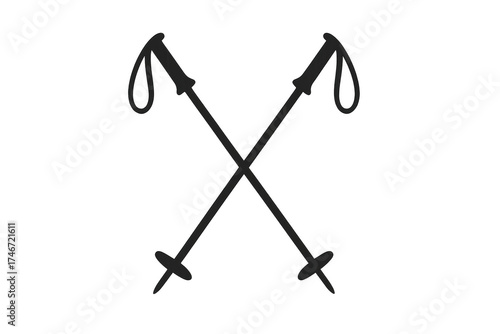 Crossed alpine ski poles winter sport icon